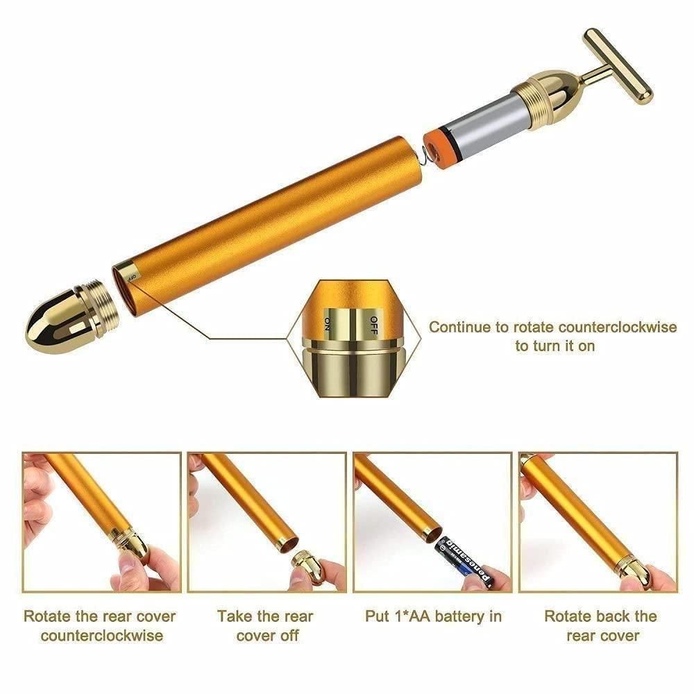 Trovixa™ 24K Gold Electric Facial Massage Roller – Glow & Relaxation Tool