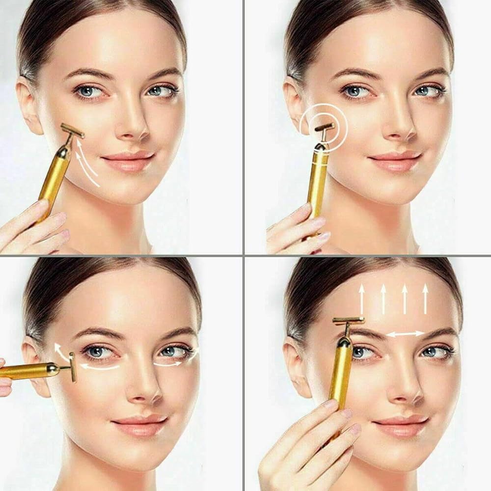 Trovixa™ 24K Gold Electric Facial Massage Roller – Glow & Relaxation Tool