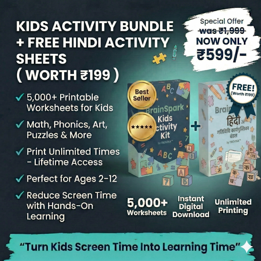 TROVIXA™ BrainSpark Kids Activity Kit + FREE Hindi Activity Sheets ( Worth ₹199 )